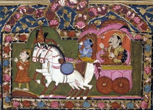 Krishna and Arjuna on the chariot · India, 18th to 19th c.
